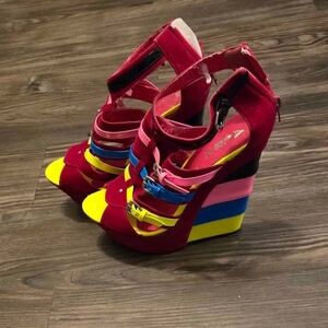 Alba Multicolor Strappy Wedges